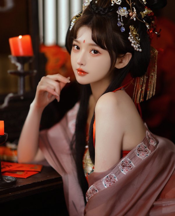 窗前红花弄清影,庭外声声惹人疑。