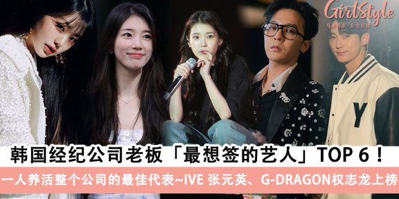 韩国经纪公司老板最想签的艺人TOP 6！IVE张元英、GD权志龙上榜
