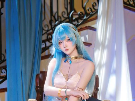 屿鱼Yukako Nikke胜利女神 海伦礼服,光影交织下的蔚蓝诗篇与未来幻想